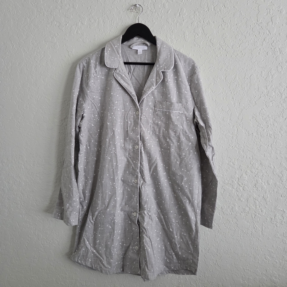 The White Company Gray Polka Dot Pajama Shirt